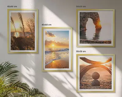 Komplet 4 slik v okvirju mirne pokrajine plaže in sonca