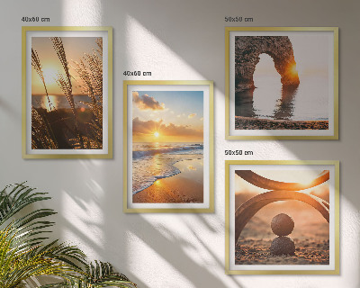 Set 4 slik v okvirju Mirne pokrajine plaže sonca