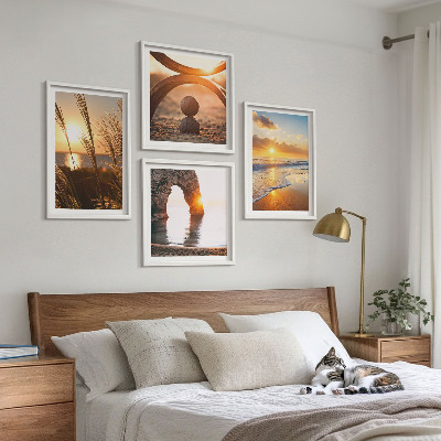 Set 4 slik v okvirju Mirne pokrajine plaže sonca