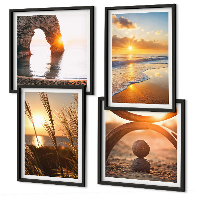 Set 4 slik v okvirju Mirne pokrajine plaže sonca