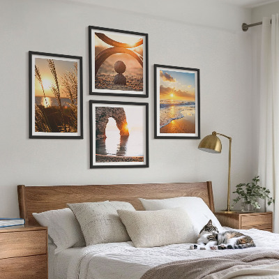 Set 4 slik v okvirju Mirne pokrajine plaže sonca