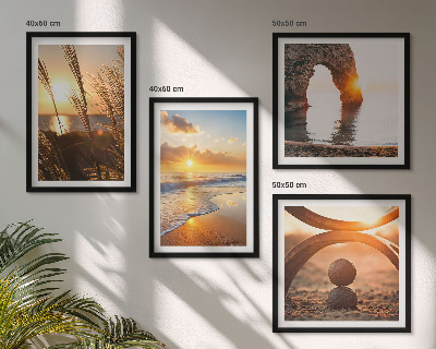 Set 4 slik v okvirju Mirne pokrajine plaže sonca