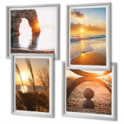 Set 4 slik v okvirju Mirne pokrajine plaže sonca
