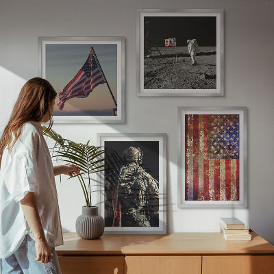Pripravljena stenska galerija Ameriški simboli Zastava ZDA