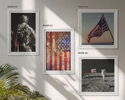 Pripravljena stenska galerija z motivom ameriške zastave