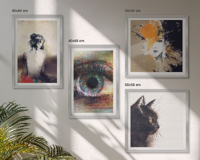 Pripravljena stenska galerija Portret ženske, oči, barve, čustva
