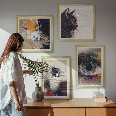 Pripravljena stenska galerija Portret ženske, oči, barve, čustva