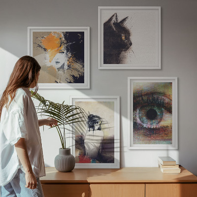 Pripravljena stenska galerija Portret ženske, oči, barve, čustva