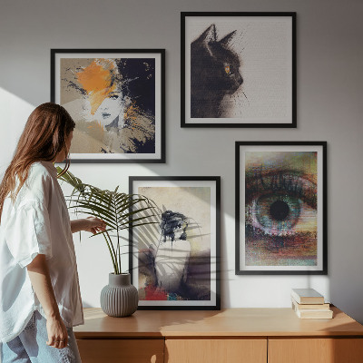 Pripravljena stenska galerija Portret ženske, oči, barve, čustva