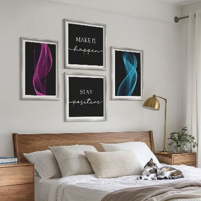Pripravljena stenska galerija Neonske linije valov na ozadju