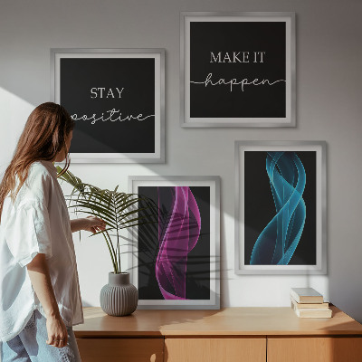 Pripravljena stenska galerija Neonske linije valov na ozadju