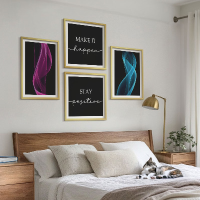 Pripravljena stenska galerija Neonske linije valov na ozadju