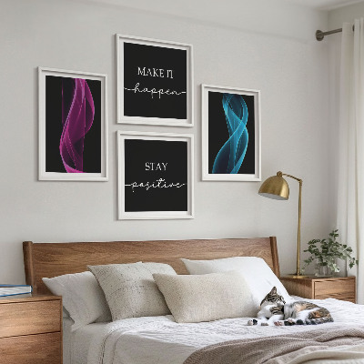Pripravljena stenska galerija Neonske linije valov na ozadju