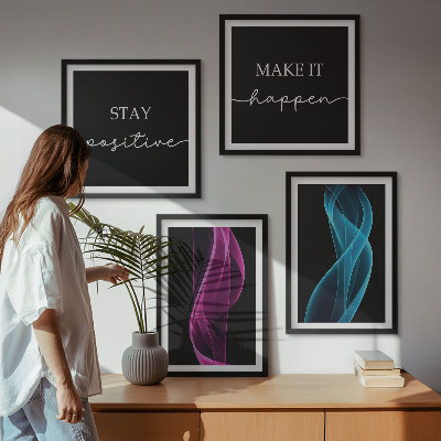 Pripravljena stenska galerija Neonske linije valov na ozadju