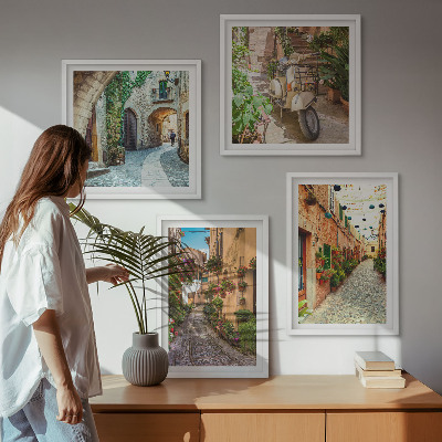 Komplet slik nad zofo Očarljive italijanske ulice in rože