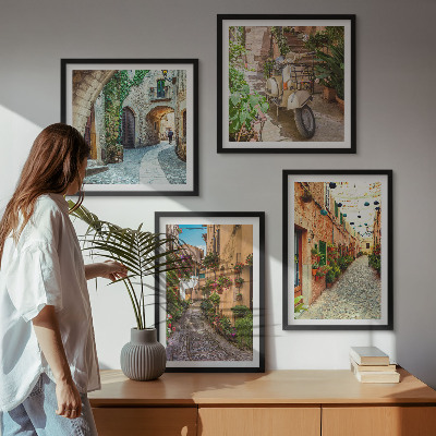 Komplet slik nad zofo Očarljive italijanske ulice in rože