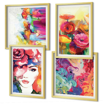 Pripravljena stenska galerija Portret intenzivnih barv cvetja