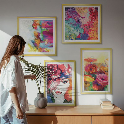 Pripravljena stenska galerija Portret intenzivnih barv cvetja
