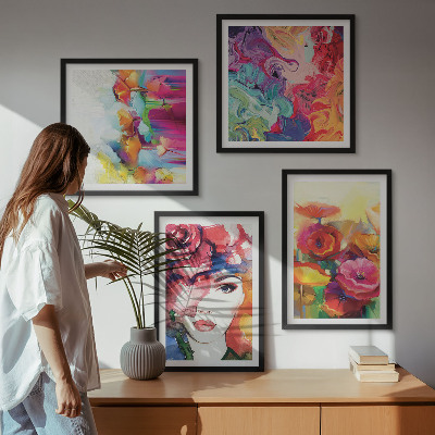Pripravljena stenska galerija Portret intenzivnih barv cvetja