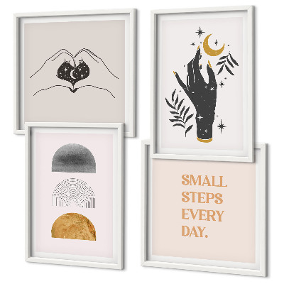 Set 4 slik v okvirju Minimalistične boemske ilustracije
