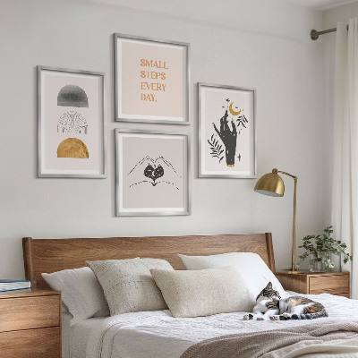 Set 4 slik v okvirju Minimalistične boemske ilustracije