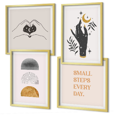 Set 4 slik v okvirju Minimalistične boemske ilustracije