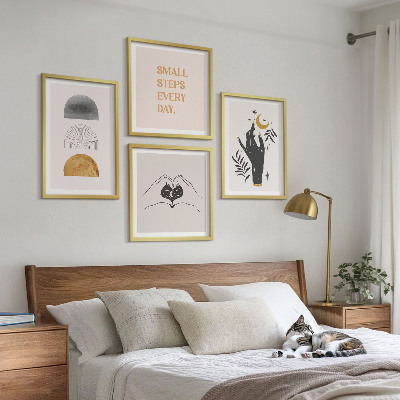 Set 4 slik v okvirju Minimalistične boemske ilustracije