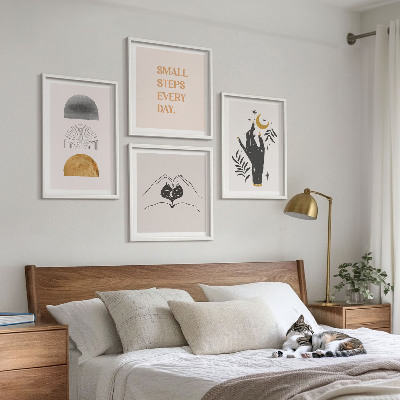 Set 4 slik v okvirju Minimalistične boemske ilustracije