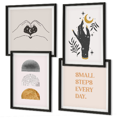Set 4 slik v okvirju Minimalistične boemske ilustracije