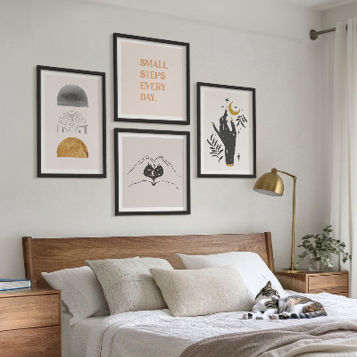 Set 4 slik v okvirju Minimalistične boemske ilustracije