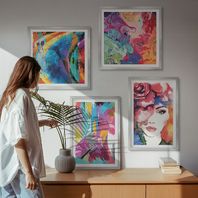 Pripravljena stenska galerija Barvit abstraktni portret