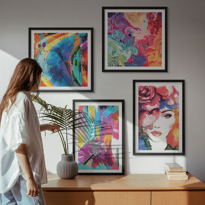Pripravljena stenska galerija Barvit abstraktni portret