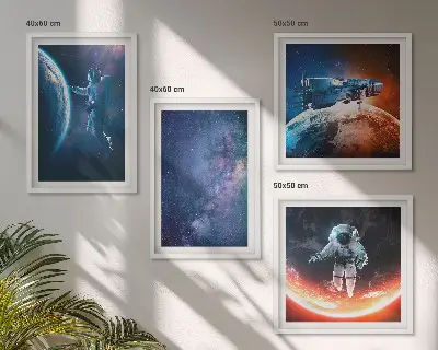 Komplet slik nad kavč zvezde in vesoljski astronavti