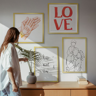 Set 4 slik v okvirju Družinske ilustracije hišnih tabel