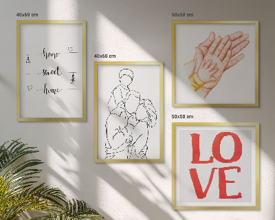 Set 4 slik v okvirju Družinske ilustracije hišnih tabel