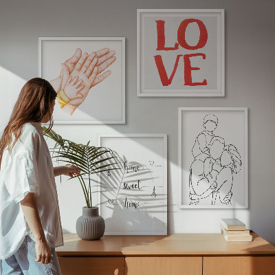 Set 4 slik v okvirju Družinske ilustracije hišnih tabel