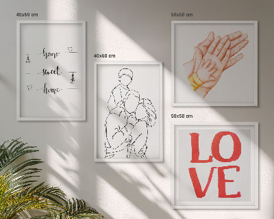 Set 4 slik v okvirju Družinske ilustracije hišnih tabel