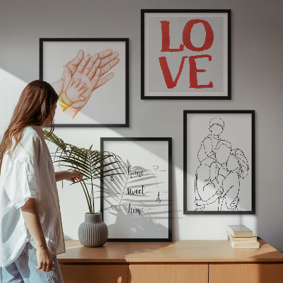 Set 4 slik v okvirju Družinske ilustracije hišnih tabel