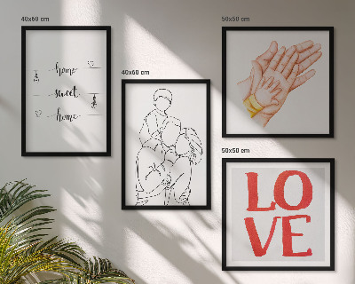 Set 4 slik v okvirju Družinske ilustracije hišnih tabel