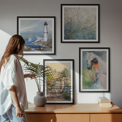 Pripravljena stenska galerija Svetilnik Pokrajina Dekle Konj