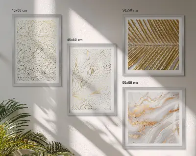 Pripravljena stenska galerija z abstraktnimi vzorci marmornatih listov