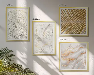 Pripravljena stenska galerija z abstraktnimi vzorci marmornatih listov