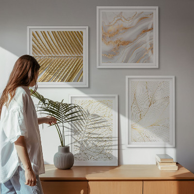 Pripravljena stenska galerija Abstraktni vzorci listov iz marmorja