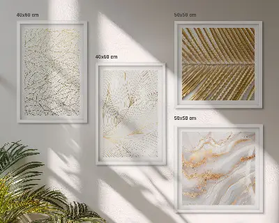 Pripravljena stenska galerija z abstraktnimi vzorci marmornatih listov