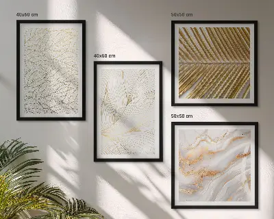 Pripravljena stenska galerija z abstraktnimi vzorci marmornatih listov