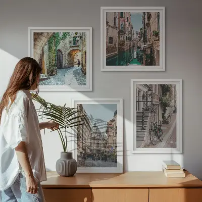 Komplet slik Beneške ulice in vodna arhitektura komplet nad zofo