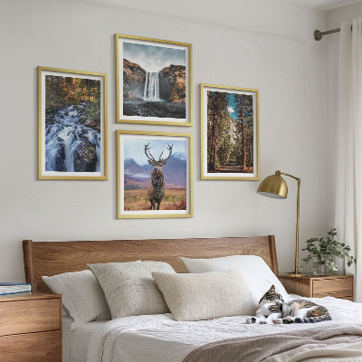 Pripravljena stenska galerija Slap gozd gore jelen narava