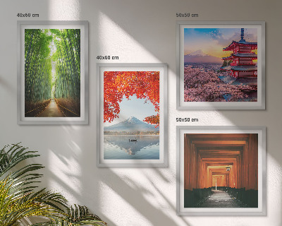 Set 4 slik v okvirju Bambusov gozd Fuji torii na Japonskem