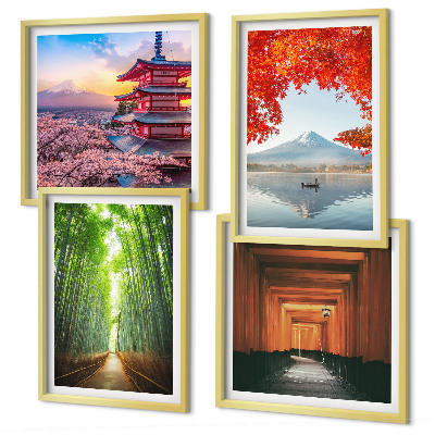 Set 4 slik v okvirju Bambusov gozd Fuji torii na Japonskem