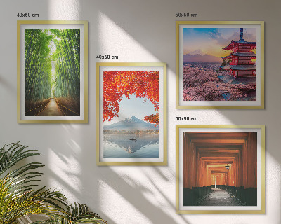 Set 4 slik v okvirju Bambusov gozd Fuji torii na Japonskem